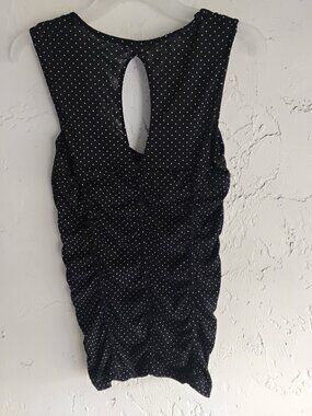 White House Black Market black and white polka dot sleeveless top Size Large